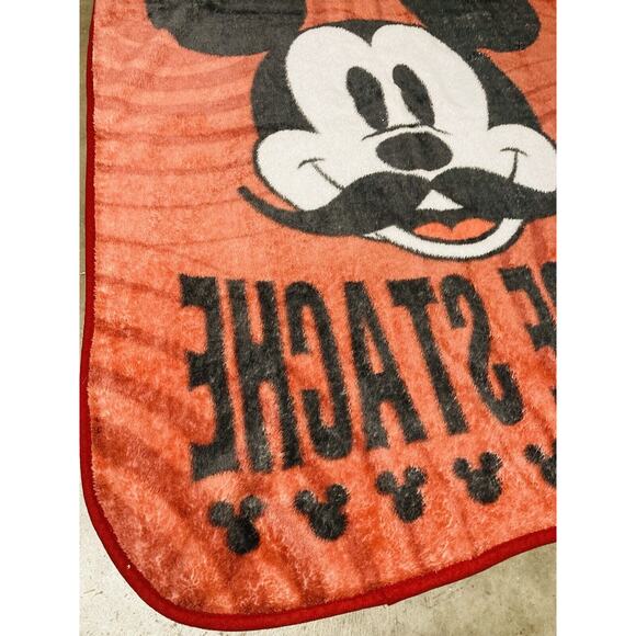 Mickey Mouse Mustache Plush Throw Blanket Mousestache Fall Autumn Red Funny Rare - Picture 6 of 7